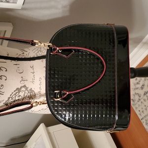 Italian Made Embossed leather purse with shoulder strap